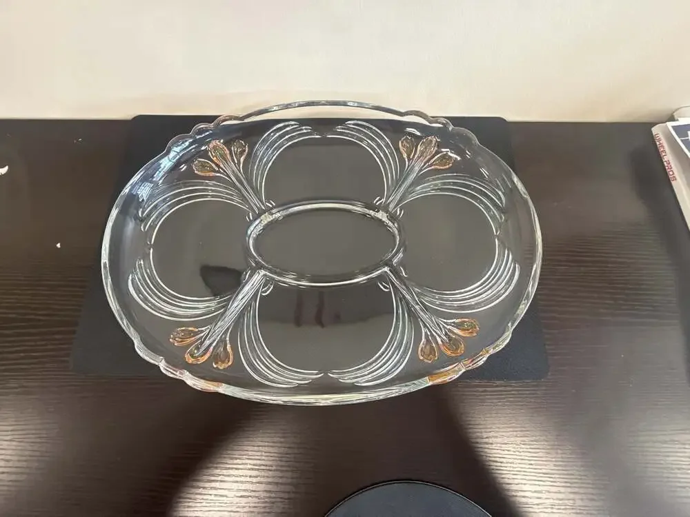 Mikasa Crystal - French Bouquet -‎ OVAL 5 PART DIVIDED PLATTER - Tulips - 14.75”